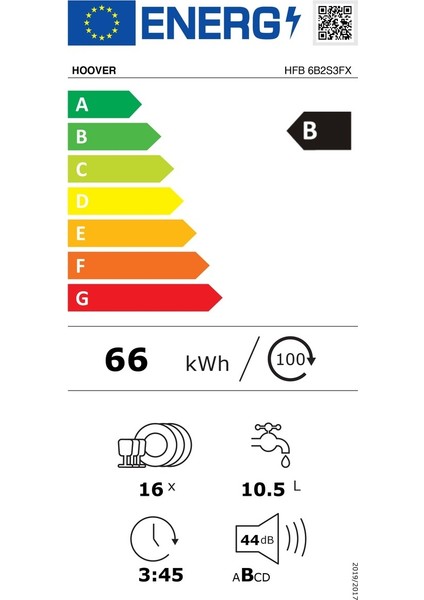 Hoover HFB 6B2S3FX 12 Programlı Wi-Fi Bağlantılı Bulaşık Makinesi