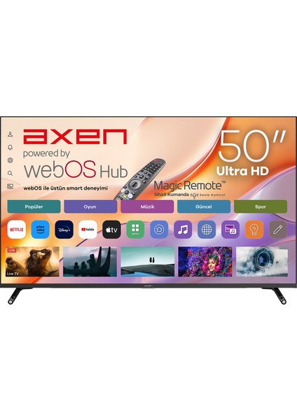 Axen AX50FIL242 50" 127 Ekran Uydu Alıcılı 4K Ultra HD Smart LED TV