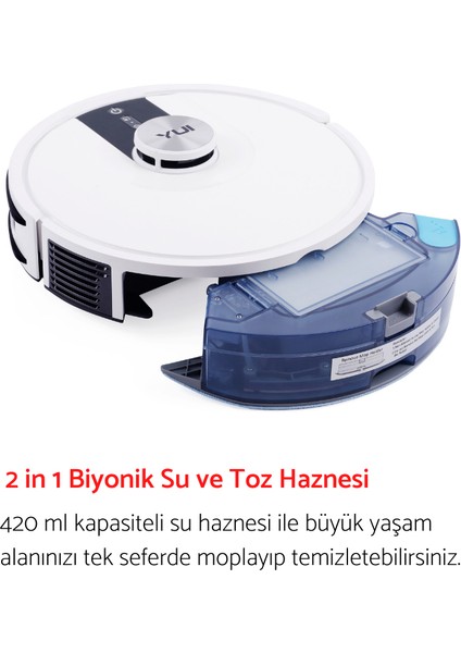 Yui S7 Nomopzone Özellikli Akıllı Robot Vacuum & Mop Süpürge Beyaz(Yui Türkiye Garantili)