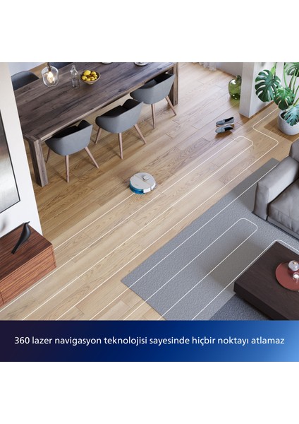 Philips XU3000/02 HomeRun 3000 Serisi Akıllı Robot Süpürge Aqua Beyaz