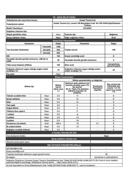 Regal CD 62221 196 Lt 6 Çekmece Derin Dondurucu