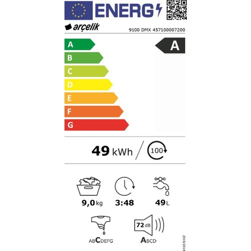 Arçelik 9100 Dmx 9 kg 1000 Devir Çamaşır Makinesi