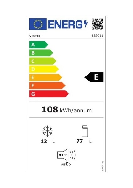 Vestel SB9011 E Enerji Sınıfı 89 Lt Mini Buzdolabı