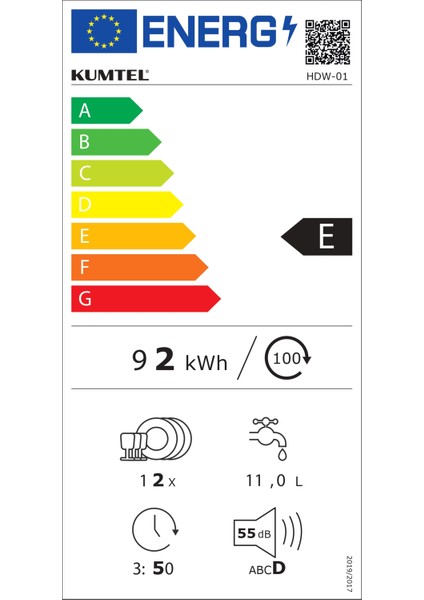 Kumtel Hdw-01 4 Programlı E Enerji Sınıfı Bulaşık Makinesi