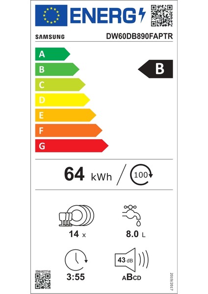 Samsung DW60DB890FAPTR B Enerji Sınıfı Bespoke 11 Programlı Bulaşık Makinesi
