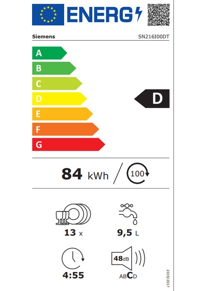 Siemens SN216I00DT 6 Programlı 13 Kişilik Bulaşık Makinesi