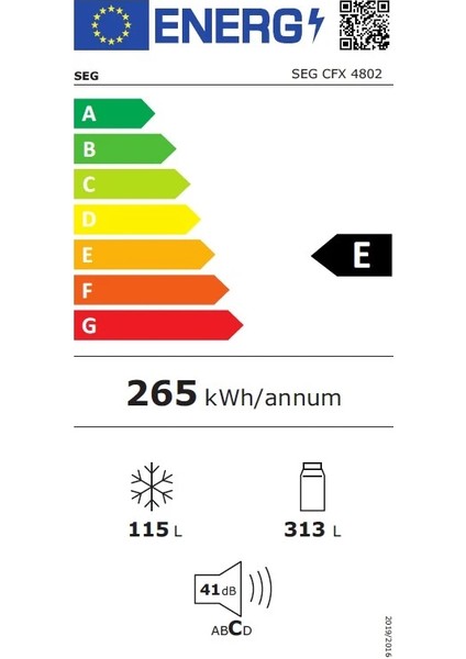 SEG CFX 4802 434 lt E Enerji Sınıfı İnox Kombi Statik Buzdolabı