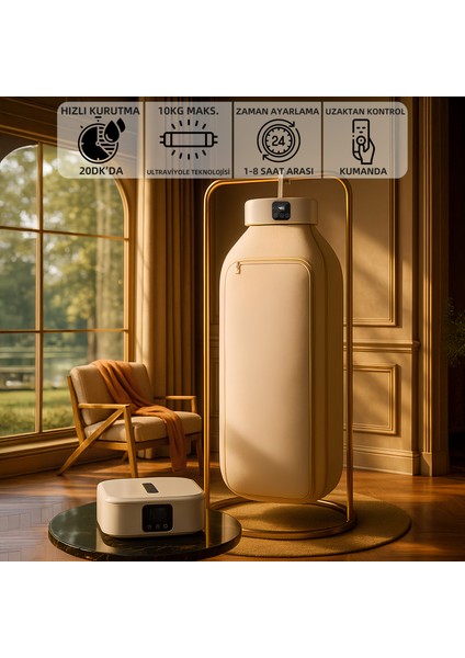 Mioji Mio UV100X Yeni Nesil UV Işıklı Taşınabilir Portatif Askılı Katlanabilir Çamaşır Kurutma Makinesi