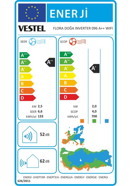 Vestel Flora Doğa Inverter 096 A++ Wıfı Klima