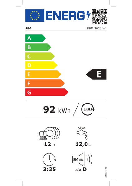 SEG Sbm 3021 W 3 Programlı Bulaşık Makinesi