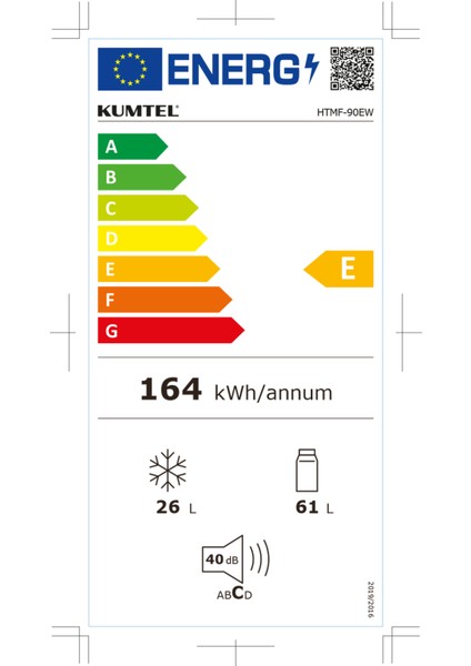 Kumtel 87L MİNİ BUZDOLABI BEYAZ HTMF-90EW