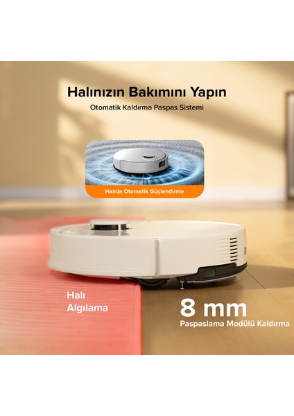 Roborock Q8 Max Pro Plus Akıllı Robot Süpürge Beyaz