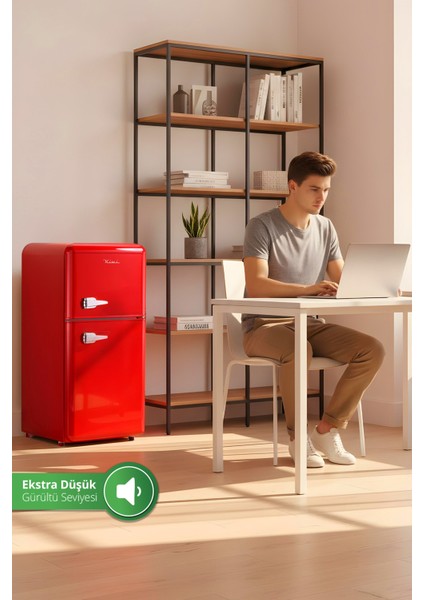 Kiwi KRF-2586 Retro Çift Kapılı Mini Buzdolabı