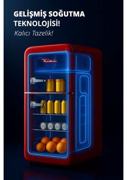 Kiwi KRF-2586 Retro Çift Kapılı Mini Buzdolabı