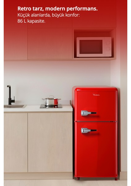 Kiwi KRF-2586 Retro Çift Kapılı Mini Buzdolabı