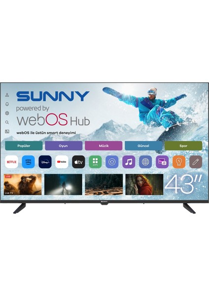 Sunny SN43FPRL-W02S 43'' 110 Ekran Uydu Alıcılı Full HD webOS LED TV